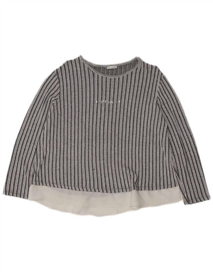 Zara Damen Langarm-Blusenoberteil UK 16 Large Schwarz gestreift