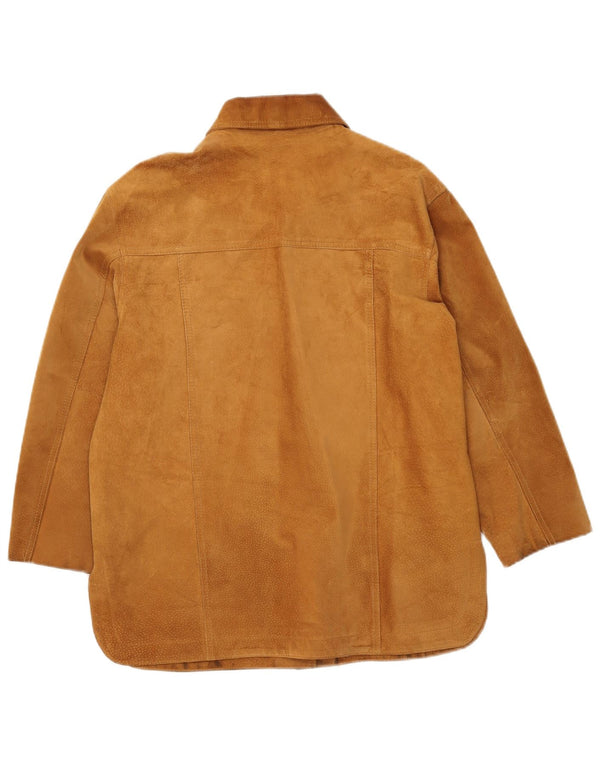 VINTAGE Damen Wildlederjacke IT 42 Mittelbeiges Leder