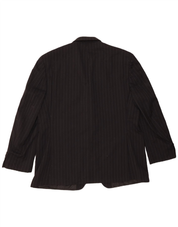 Chaps Herren-Blazer mit 3 Knöpfen, UK 46, 2XL, schwarze Nadelstreifenwolle