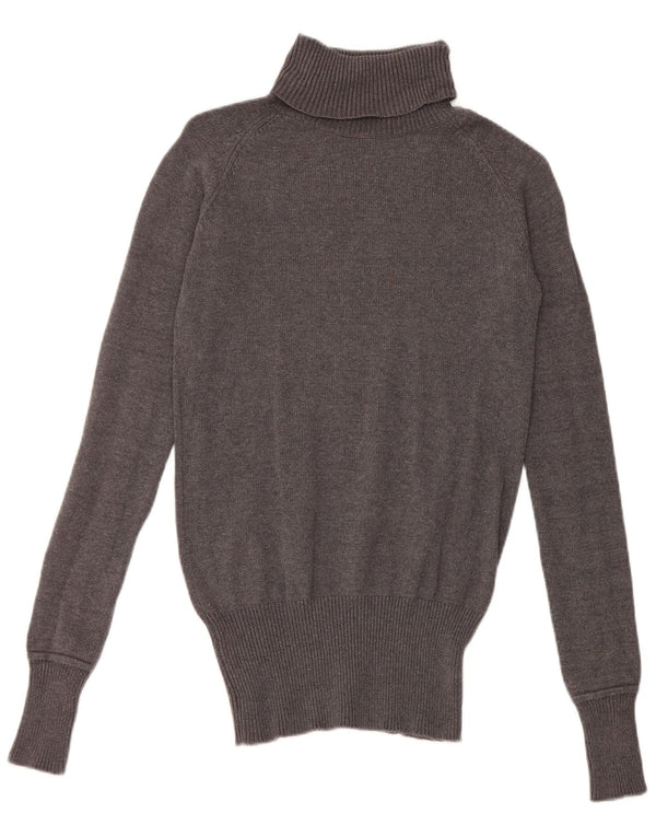 Zara Damen-Pullover mit Rollkragen, UK 12, mittelgraue Baumwolle
