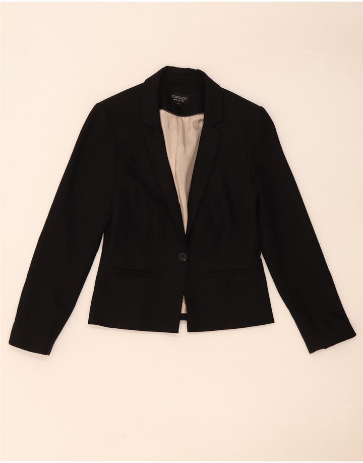 Topshop Damen-Blazer mit 1 Knopf, Gr. 8, Schwarz, Polyester