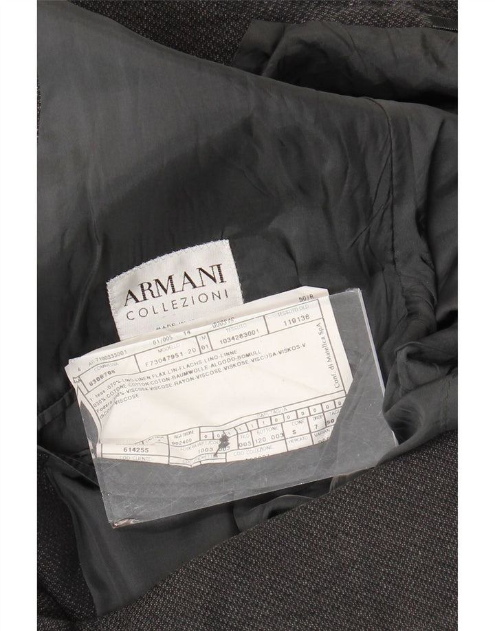 Armani Collezioni Herren-Blazer mit 3 Knöpfen, IT 50, mittelgraues Leinen