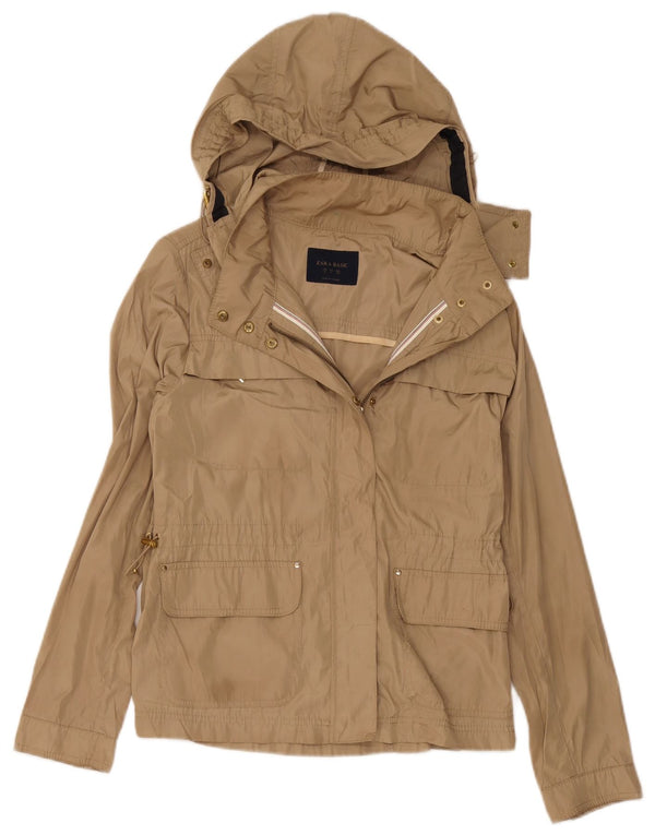 Zara Damen-Regenjacke mit Kapuze, UK 12, Mittelbeige, Polyester