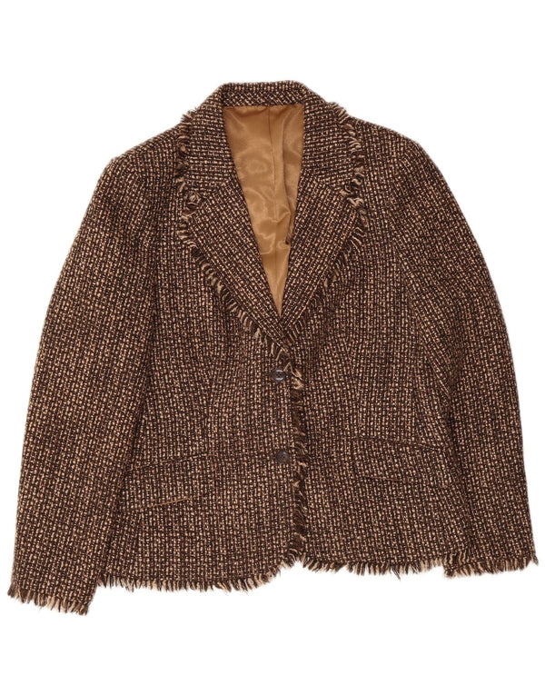 Brioni Damen-Blazerjacke mit 2 Knöpfen, Gr. 16, Größe L, braun gefleckt