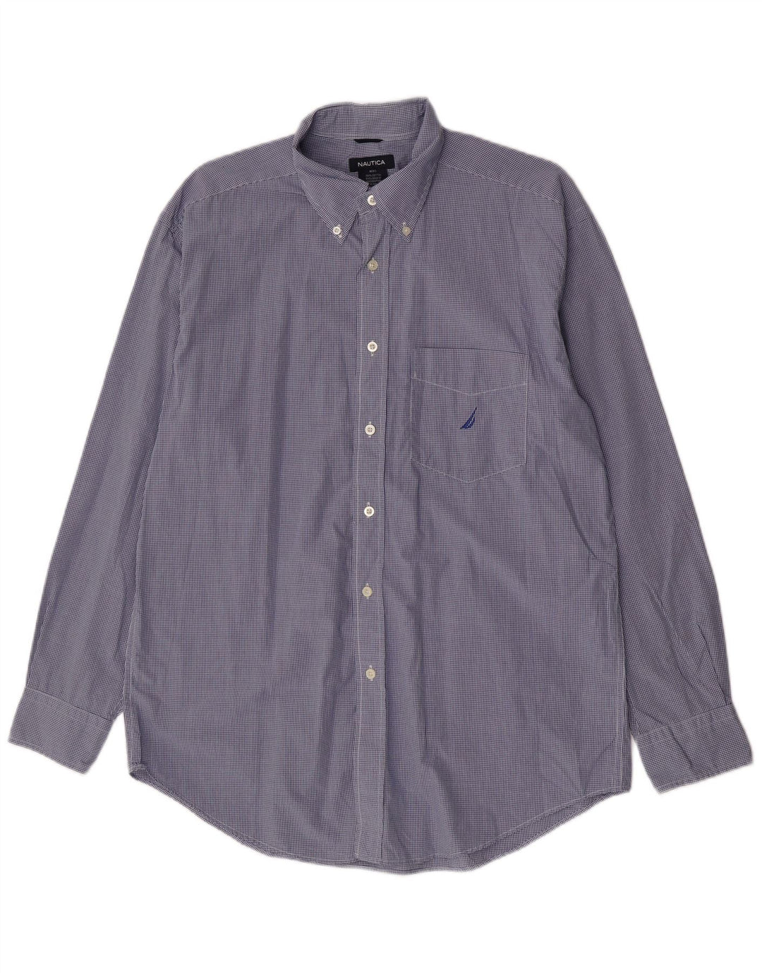 Nautica Herrenhemd, groß, blau, Gingham-Baumwolle