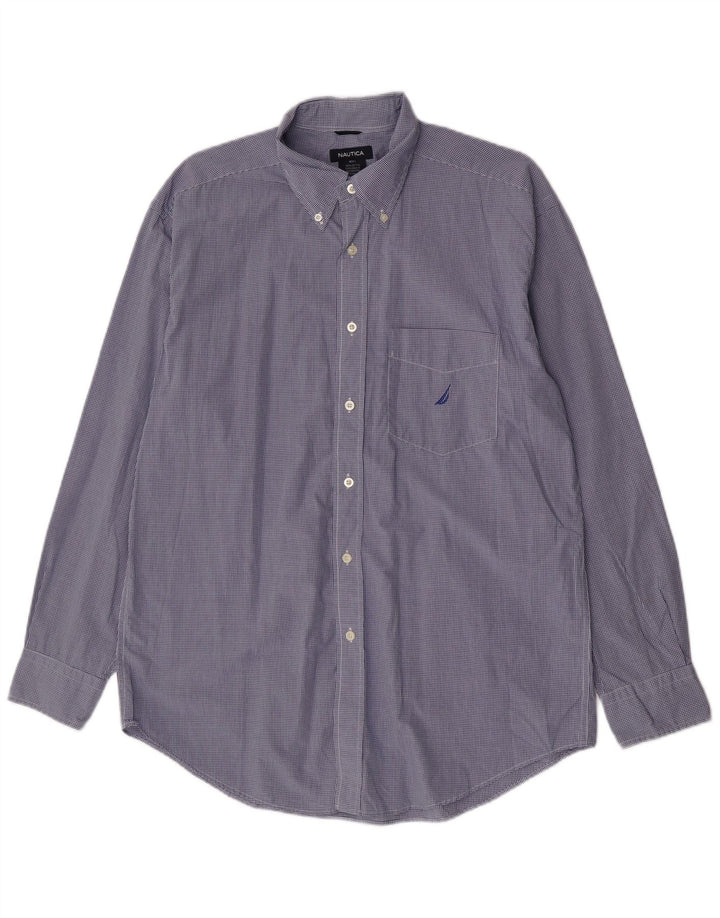 Nautica Herrenhemd, groß, blau, Gingham-Baumwolle