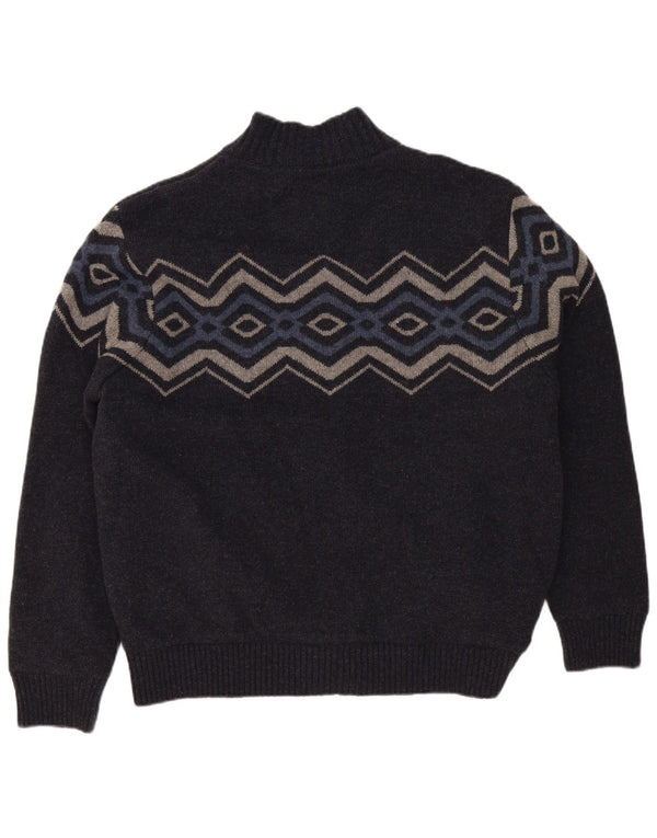 Atlas For Men Herren-Cardigan mit durchgehendem Reißverschluss, 3XL, graue, geometrische Wolle