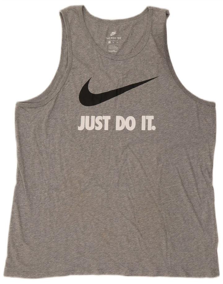 Nike Herren Athletic Cut Grafik-Weste-Oberteil XL aus grauer Baumwolle