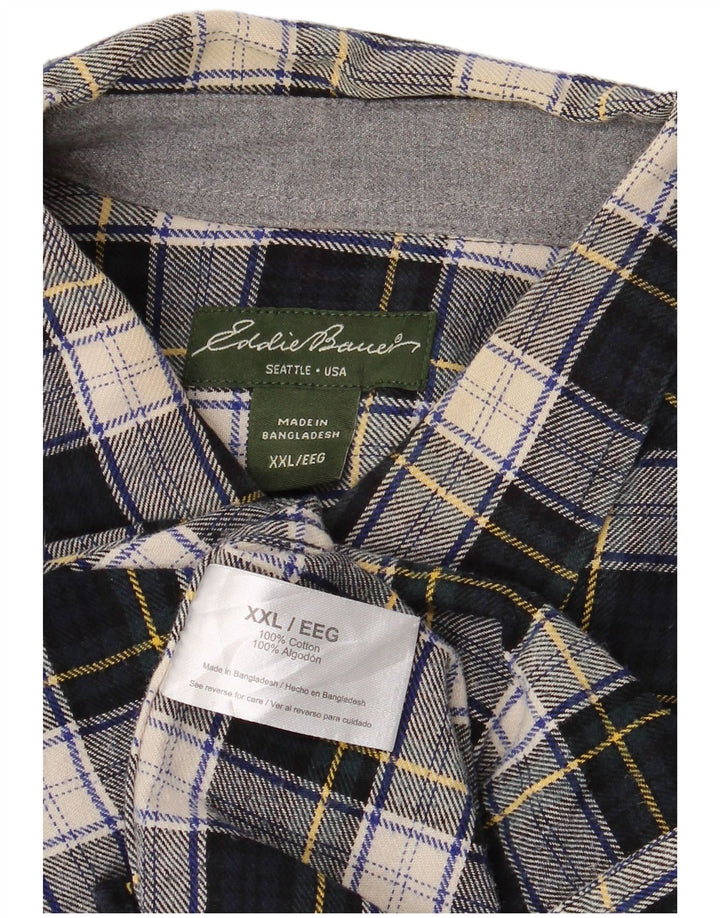 EDDIE BAUER Herren Flanellhemd 2XL Marineblau kariert Baumwolle