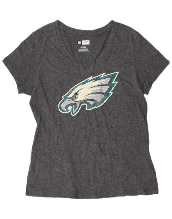 NFL Damen Philadelphia Eagles Grafik-T-Shirt-Oberteil UK 18 XL Grau meliert