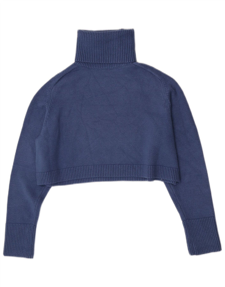 Zara Damen-Pullover, übergroß, bauchfrei, Rollkragenpullover, Gr. 10, klein, Blau