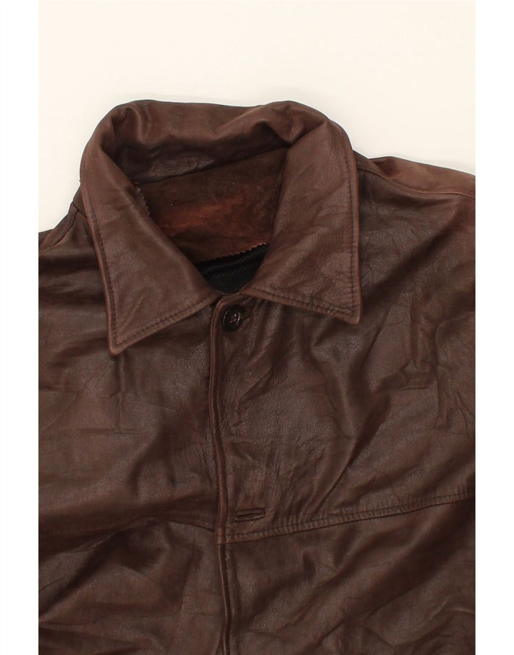 VINTAGE Herren Ledermantel IT 58 4XL Braunes Leder
