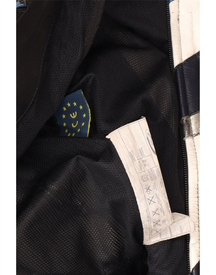 Spidi Herren-Leder-Racer-Jacke IT 54, großes schwarzes Colourblock-Leder