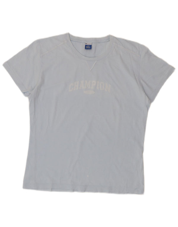 Champion Damen Grafik T-Shirt Top UK 18 XL Blau Baumwolle
