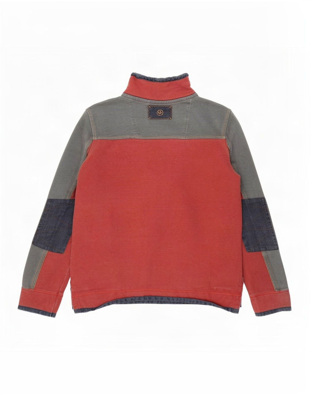 Fat Face Herren The Airlie Sweatshirt mit Reißverschluss am Hals, Mittelrot, Farbblock