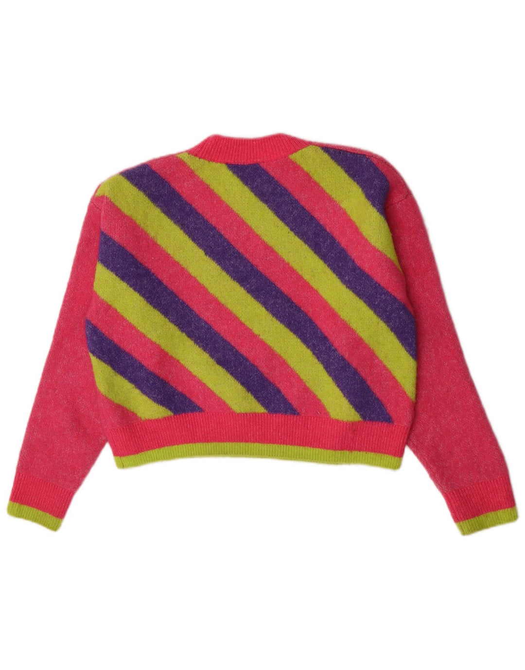 Zara Damen Crop Graphic Rundhalspullover Pullover UK 10 Small Pink