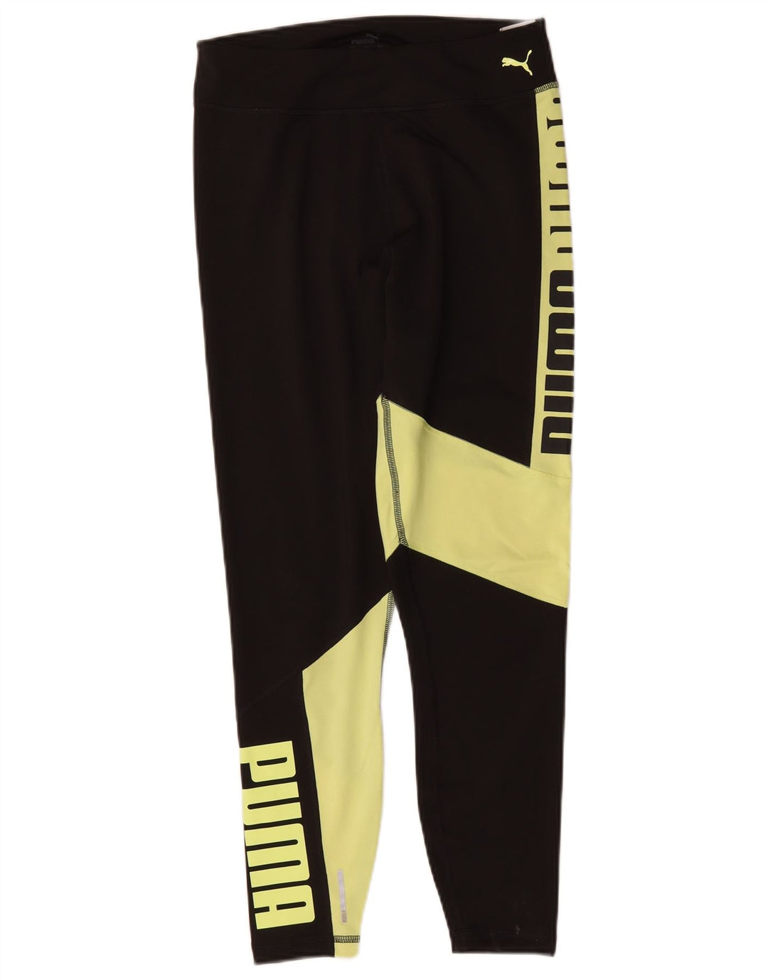 Puma Womens Graphic Leggings UK 12 Mittelschwarzes Colourblock-Nylon