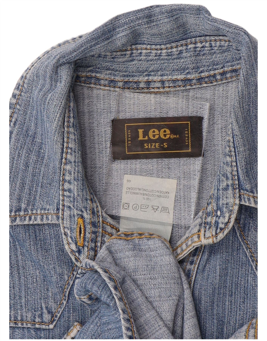 Lee Damen Jeanshemd UK 10 Small Blau Baumwolle