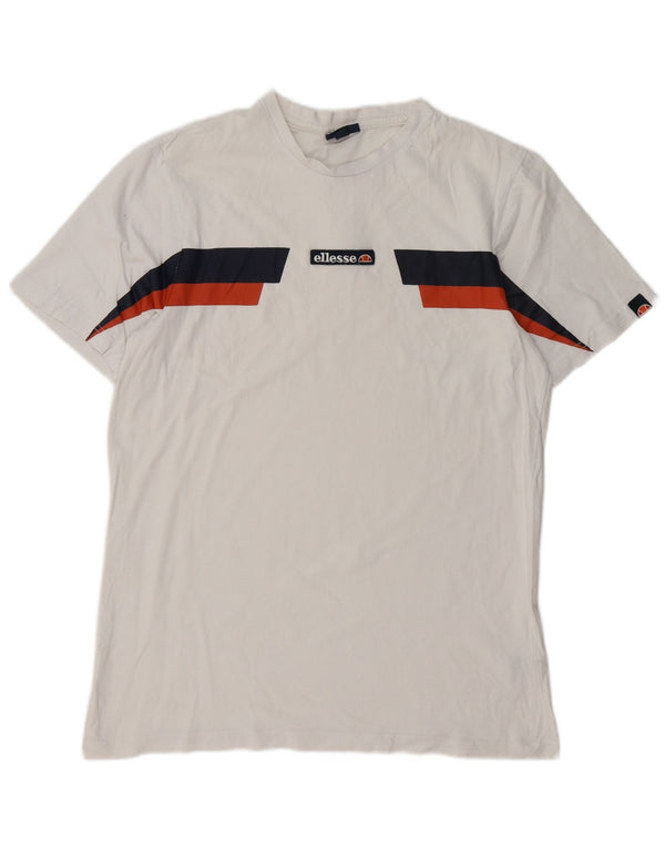 ELLESSE Herren T-Shirt Top Large Weiß Colourblock Baumwolle