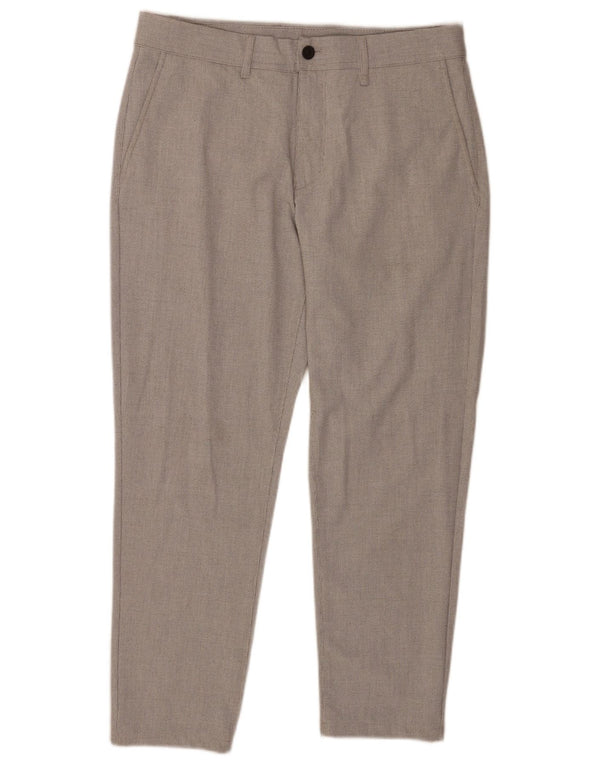 Zara Mens Slim Fit Chino Trousers EU 44 Large W34 L27 Grey Houndstooth