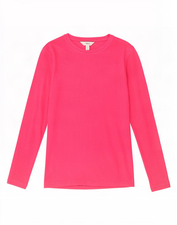 Marks & Spencer Damen Top Langarm UK 10 Small Rosa Baumwolle