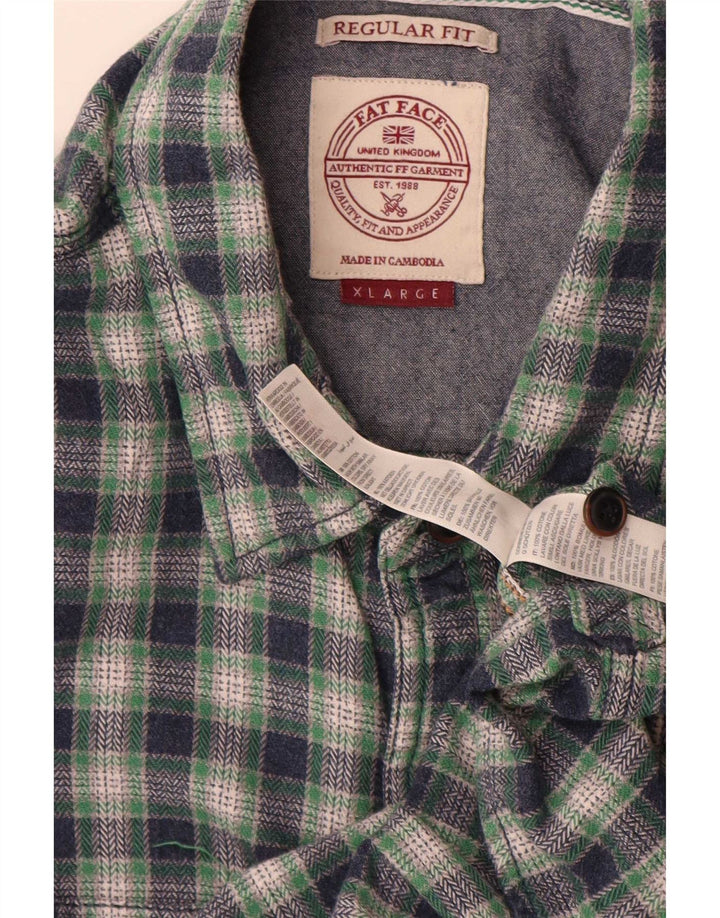 Fat Face Herren-Flanellhemd mit normaler Passform, XL, grün kariert, Baumwolle