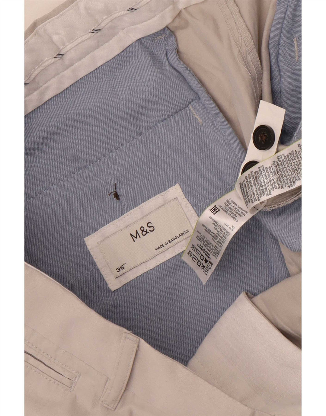 Marks & Spencer Herren Chinoshorts W36 Large Grau Baumwolle
