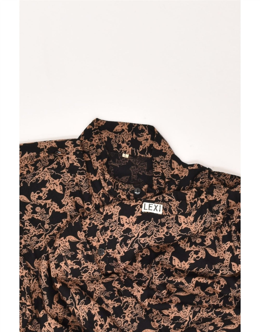 VINTAGE Womens Shirt UK 16 Large Brown Floral Viscose | Vintage Vintage | Thrift | Second-Hand Vintage | Used Clothing | Messina Hembry 