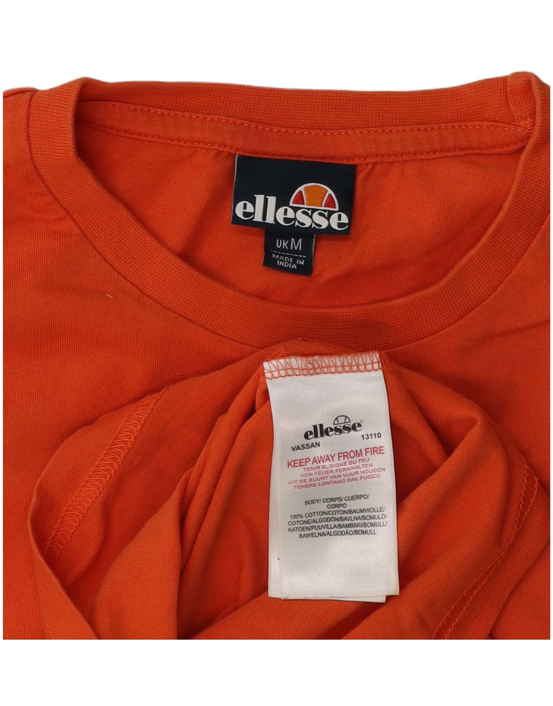 Ellesse Herren-T-Shirt mit Grafik, mittelorangefarbene Blockfarben-Baumwolle
