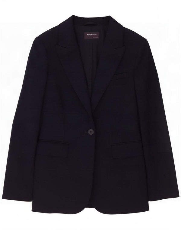 Marks & Spencer Womens 1 Button Blazer Jacket UK 8 Small Navy Blue