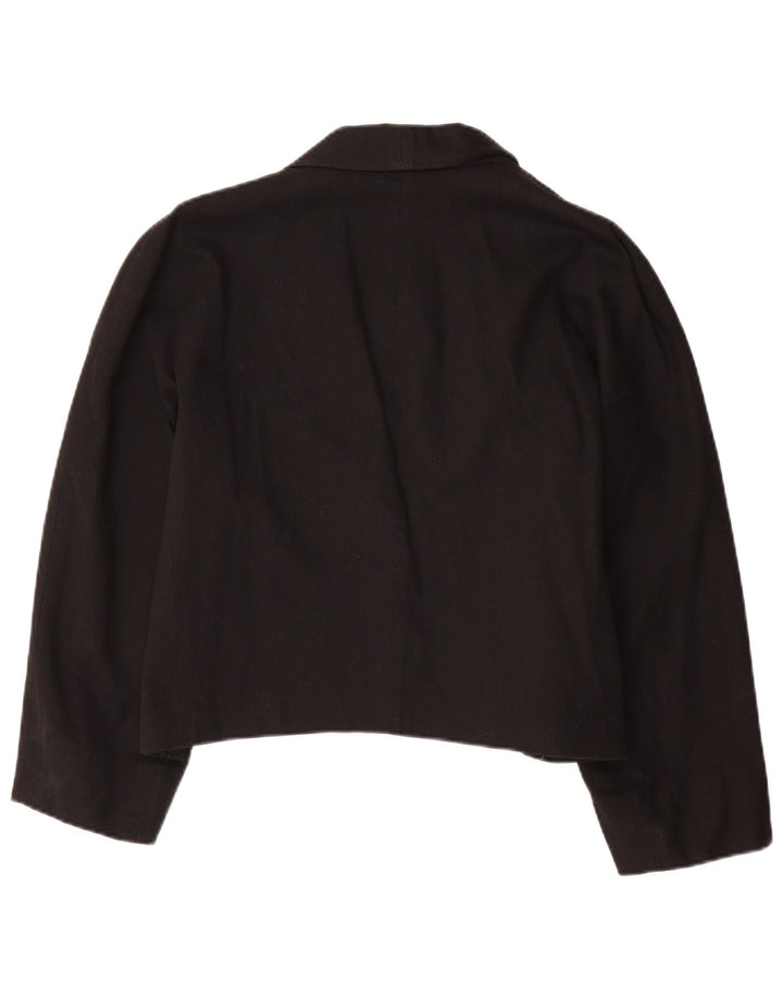 Vintage Damen Crop Open Blazer Jacke IT 48 XL Schwarz