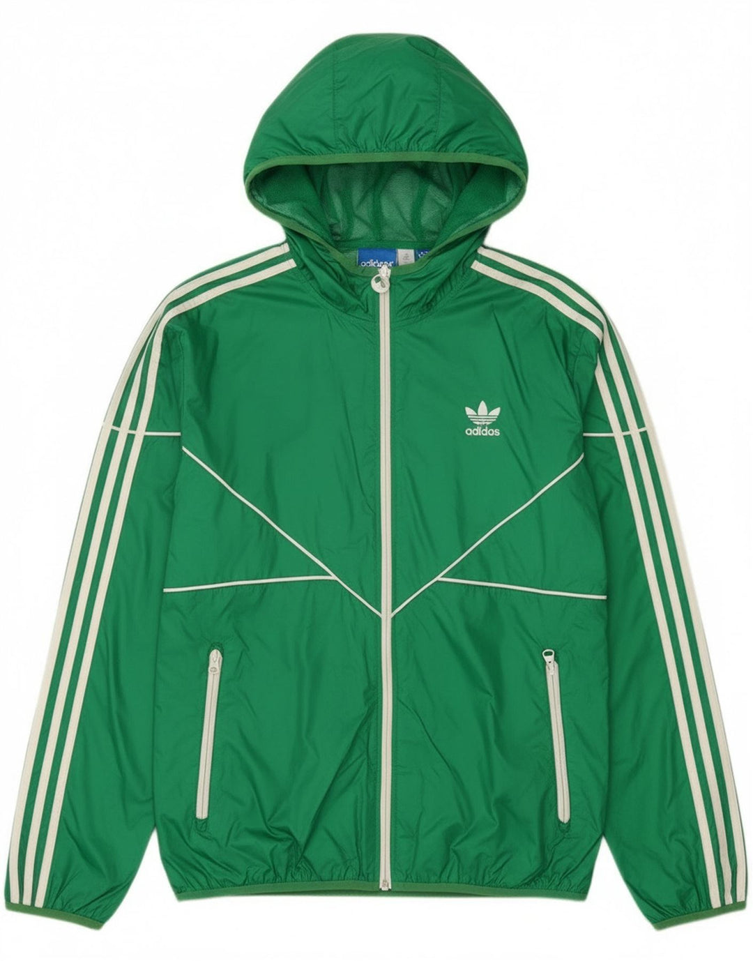 Adidas Herren-Regenjacke mit Kapuze, UK 38, mittelgrünes Nylon