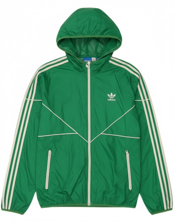 Adidas Herren-Regenjacke mit Kapuze, UK 38, mittelgrünes Nylon