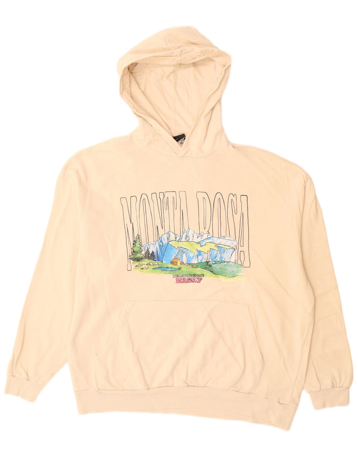 ASOS Herren-Pullover mit grafischem Kapuzenpullover, groß, beige Baumwolle