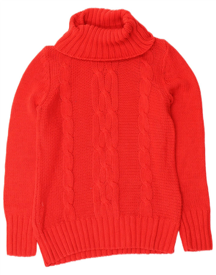 Vintage Damen Rollkragenpullover Pullover UK 12 Mittelrote Wolle