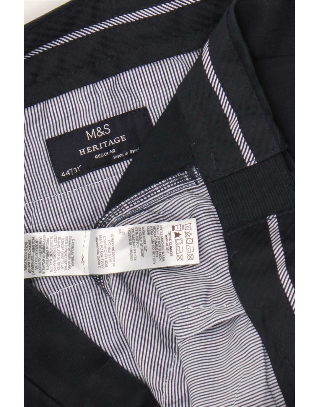 Marks & Spencer Herren Heritage Regular Chinohose W44 L31 Marineblau