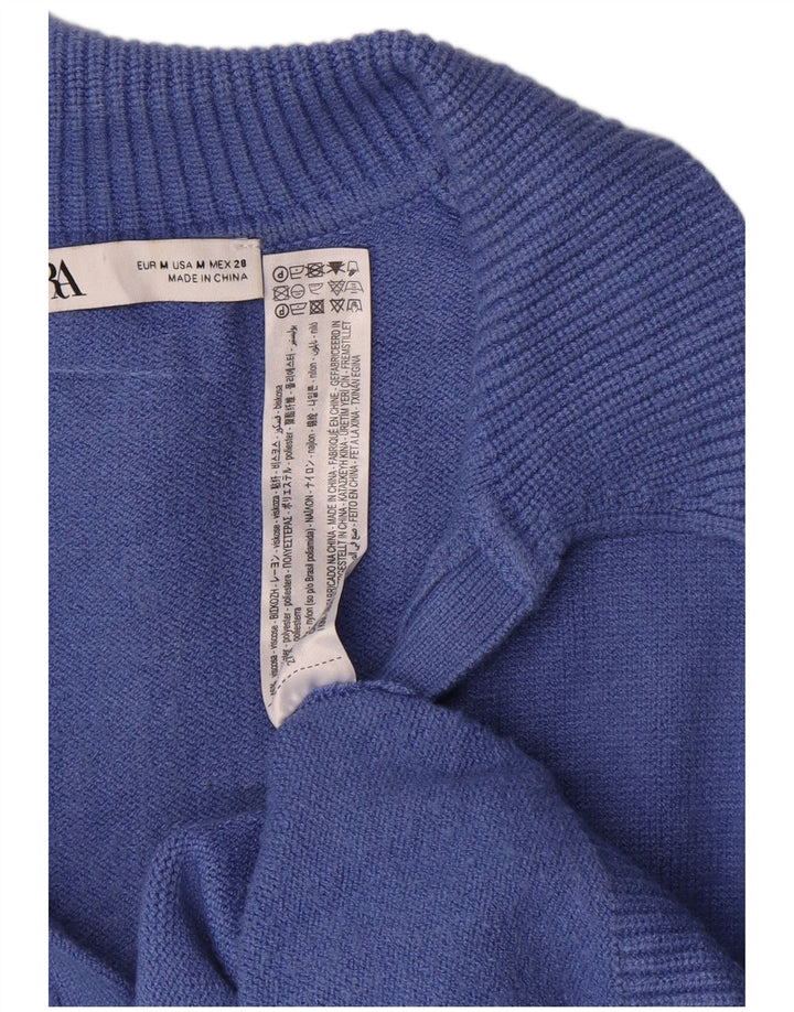 Zara Damen Rollkragenpullover Pullover UK 14 Mittelblaue Viskose