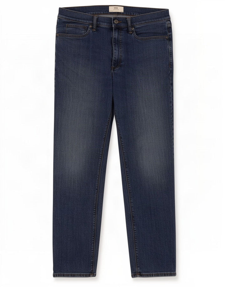 Marks & Spencer Herren Straight Jeans W34 L31 Blaue Baumwolle