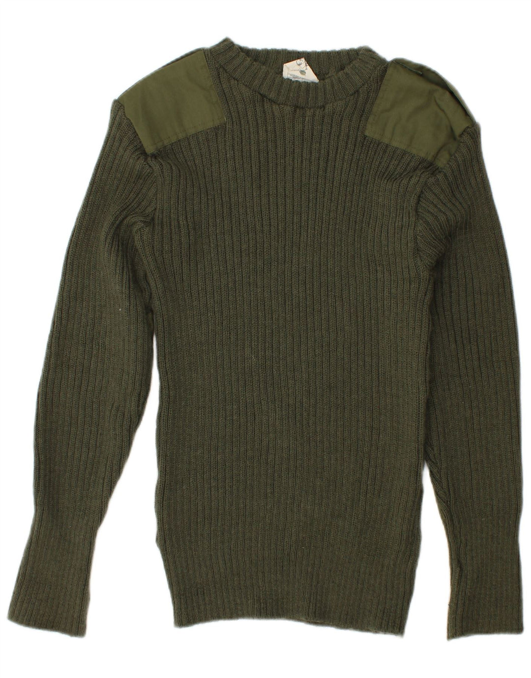 VINTAGE Herren-Pullover im Militär-Stil mit Rundhalsausschnitt, Mittelkhaki