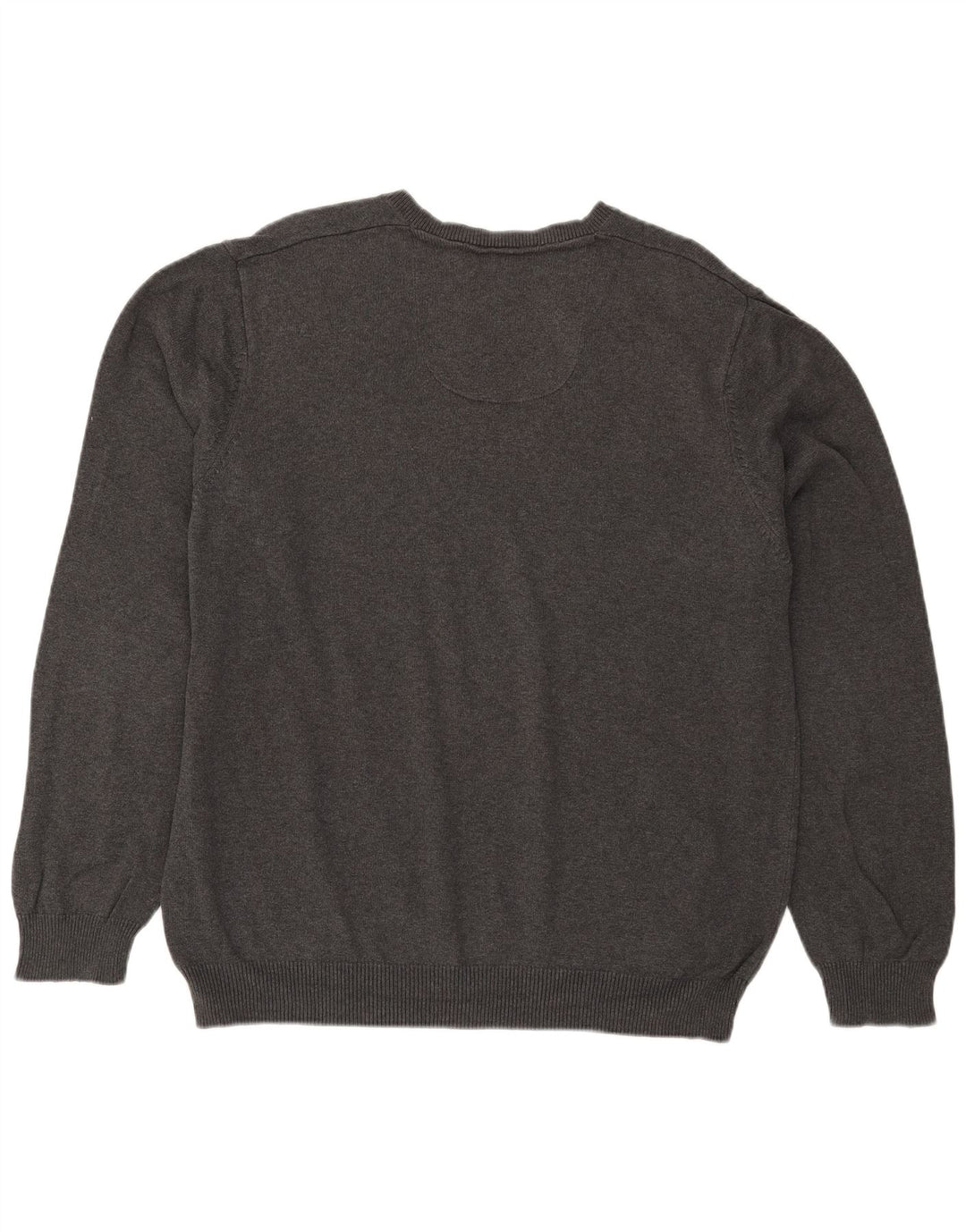 Marks & Spencer Herren-Pullover, reguläre Passform, V-Ausschnitt, XL, graue Baumwolle