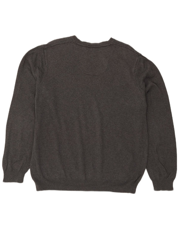 Marks & Spencer Herren-Pullover, reguläre Passform, V-Ausschnitt, XL, graue Baumwolle