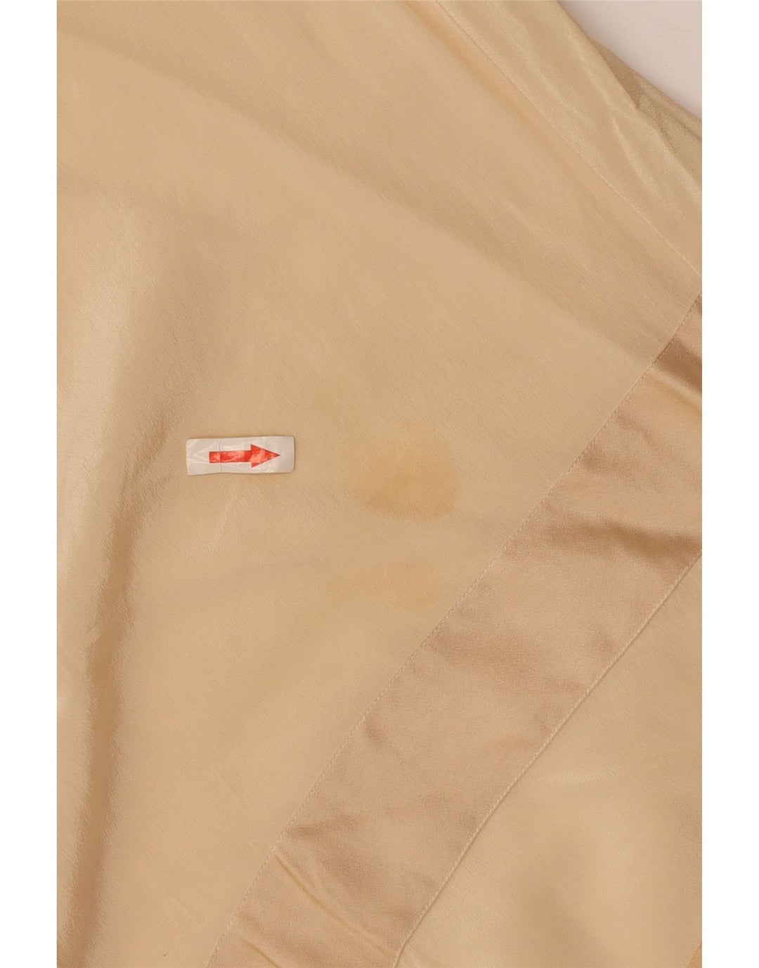 Vintage Damen LangarmBluse Top UK 14 Große beige geometrische Seide