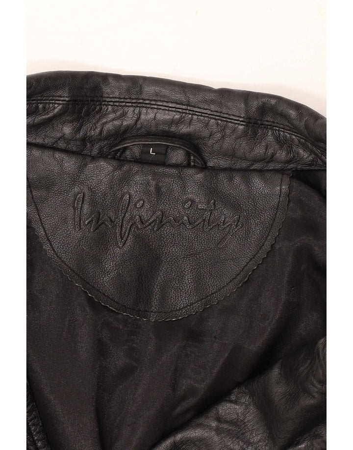 Infinity Herren Leder Bikerjacke UK 40 Large Schwarz