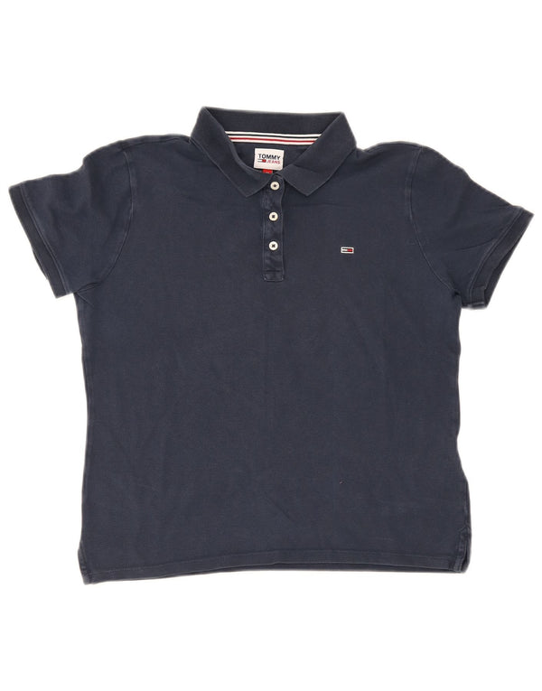 Tommy Hilfiger Damen Poloshirt UK 12 Medium Marineblau Baumwolle