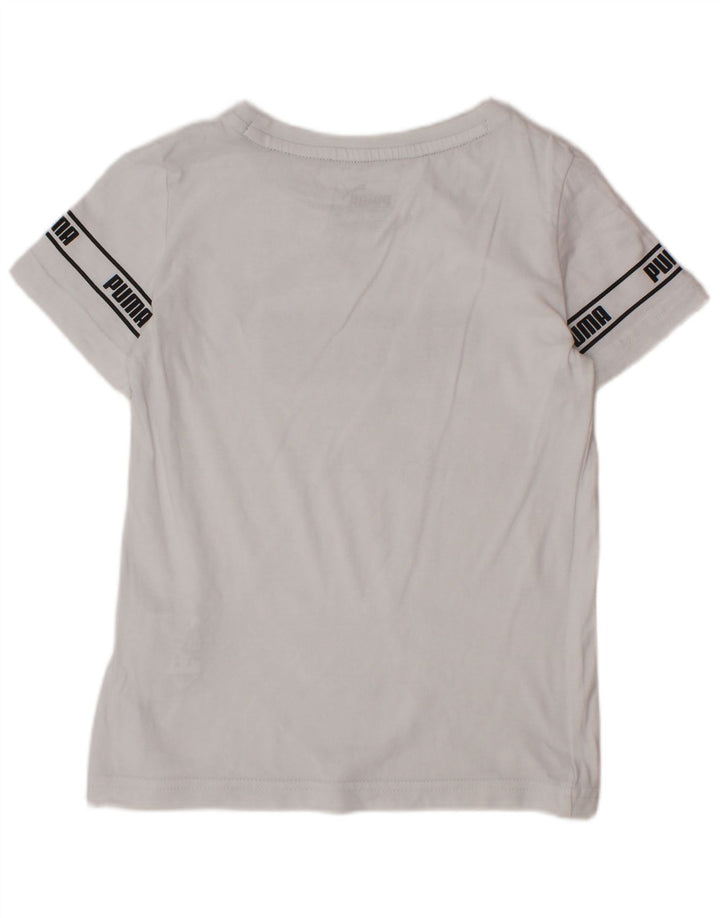 PUMA Jungen T-Shirt mit Grafik, 4–5 Jahre, weiße Baumwolle