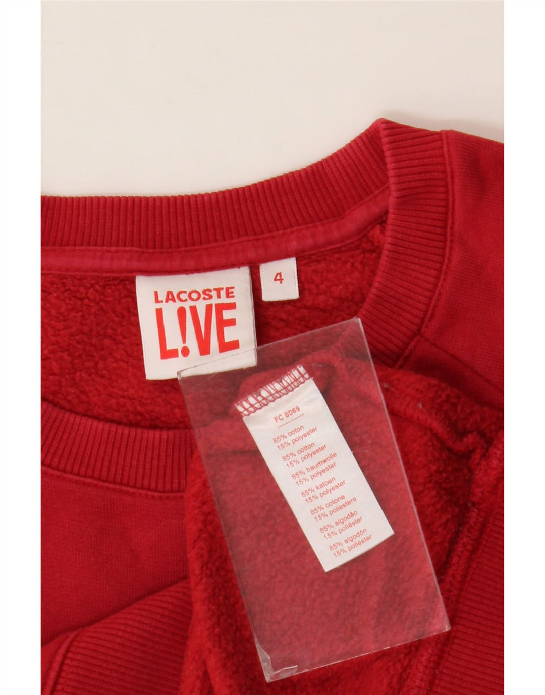 Lacoste Herren-Sweatshirt mit Grafik, Größe 4, mittelrote Baumwolle