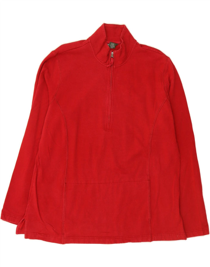 EDDIE BAUER Mens Tall Zip Neck Sweatshirt Jumper 2XL Red Cotton Vintage Eddie Bauer and Second-Hand Eddie Bauer from Messina Hembry 