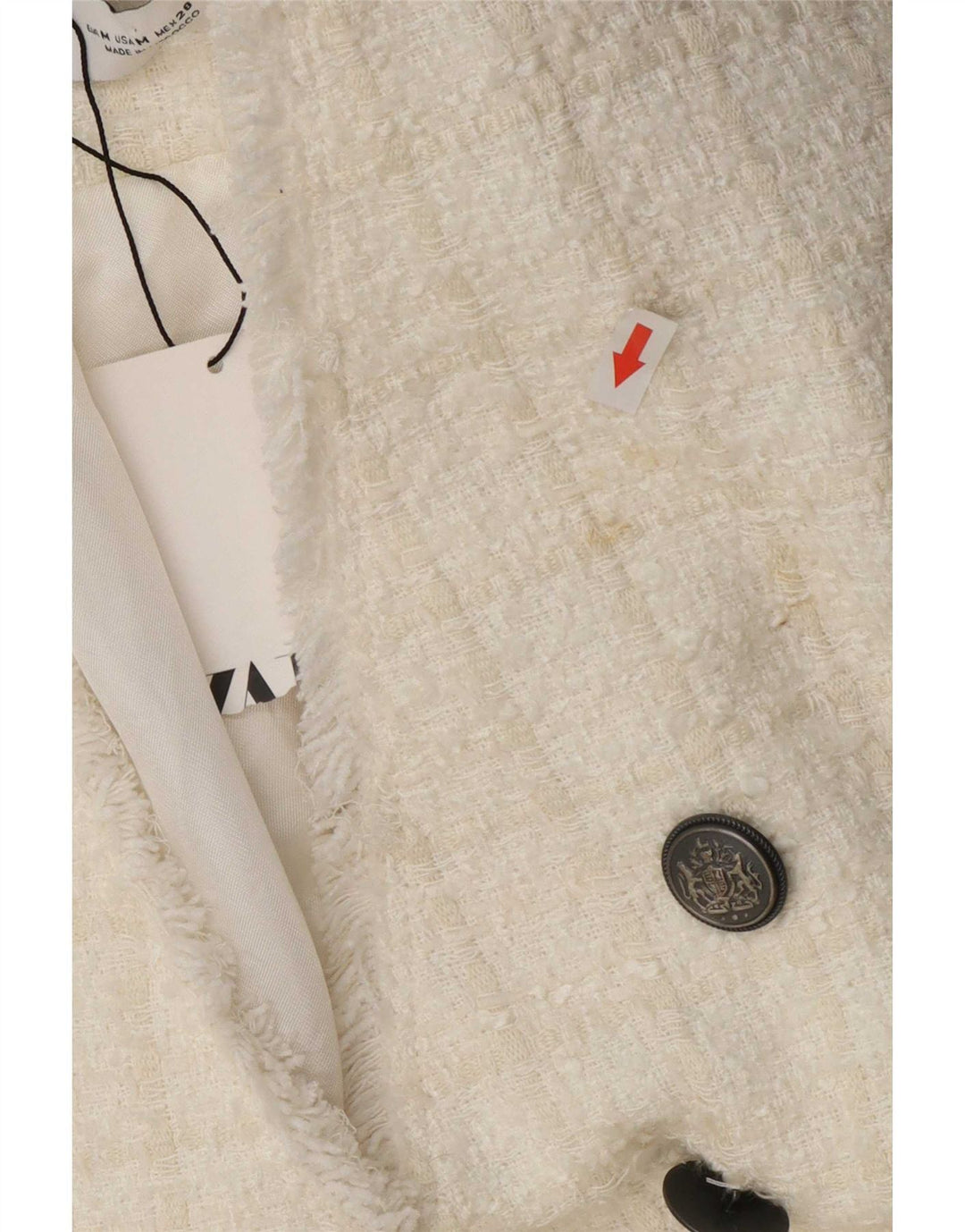 Zweireihiger Blazer für Damen von Zara, UK 12, mittelweiß kariert