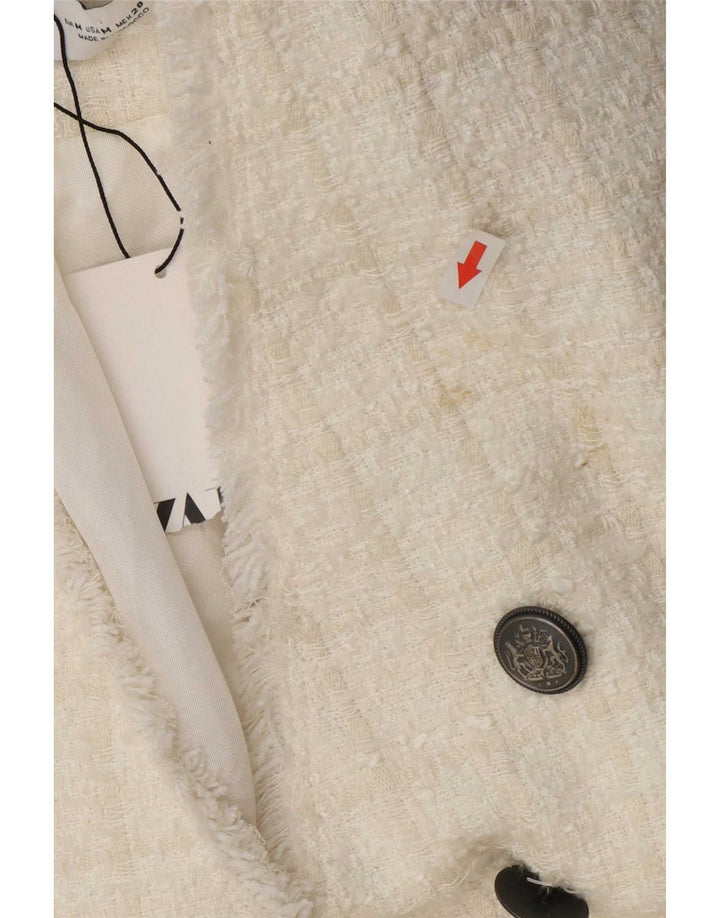 Zweireihiger Blazer für Damen von Zara, UK 12, mittelweiß kariert