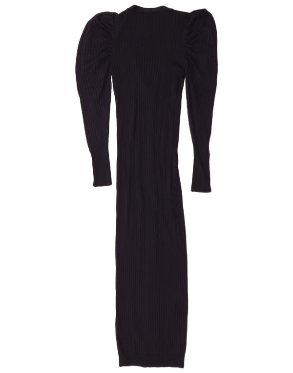 Zara Damen Strick-Bodycon-Kleid UK 14 Große Marineblaue Viskose